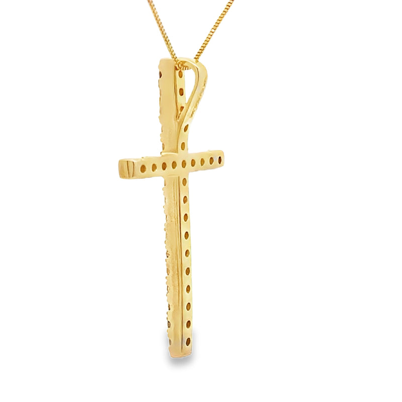 Bids.com .38ct Diamond Cross Religious Pendant 14KT Yellow Gold Pendants