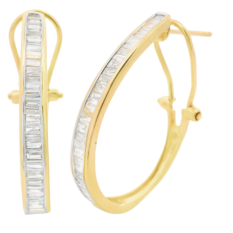 Bids.com 1.00ct Diamond Hoop Earrings 14KT Yellow Gold Earrings