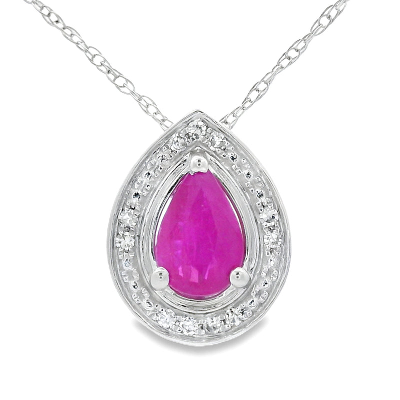 Bids.com .51ct Ruby Diamond Fashion Pendants 10KT White Gold Pendants