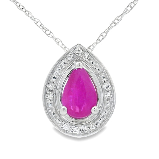 Bids.com .51ct Ruby Diamond Fashion Pendants 10KT White Gold Pendants