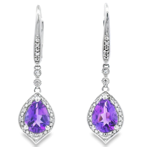 Bids.com 2.13ct Amethyst Diamond Dangle Earrings 10KT White Gold Earrings White Smoke Default Title