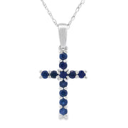 Bids.com .29ct Sapphire Cross Religious Pendant 14KT White Gold Pendants