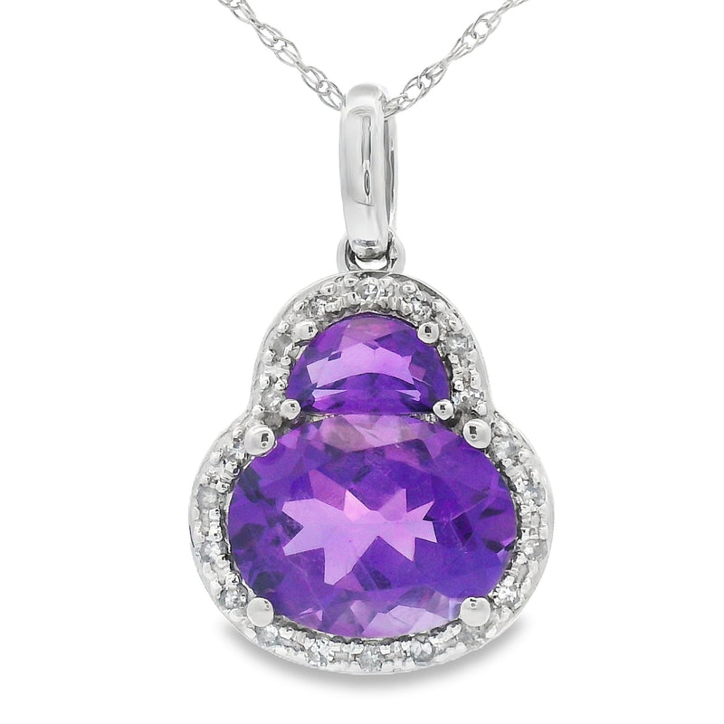 Bids.com Amethyst Diamond Fashion Pendants 14KT White Gold Pendants