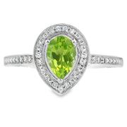 Bids.com .50ct Peridot Diamond Ring 10KT White Gold Rings