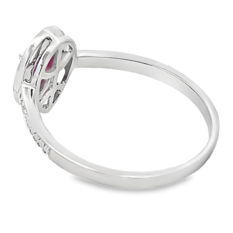 Bids.com .54ct Ruby Diamond Ring 10KT White Gold Rings
