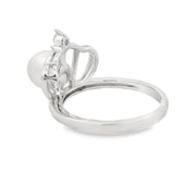 Bids.com FW Pearl Cubic Zirconium Ring Sterling Silver Rings