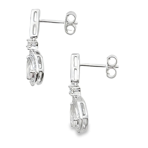 Bids.com Rose Quartz Diamond Dangle Earrings 10KT White Gold Earrings