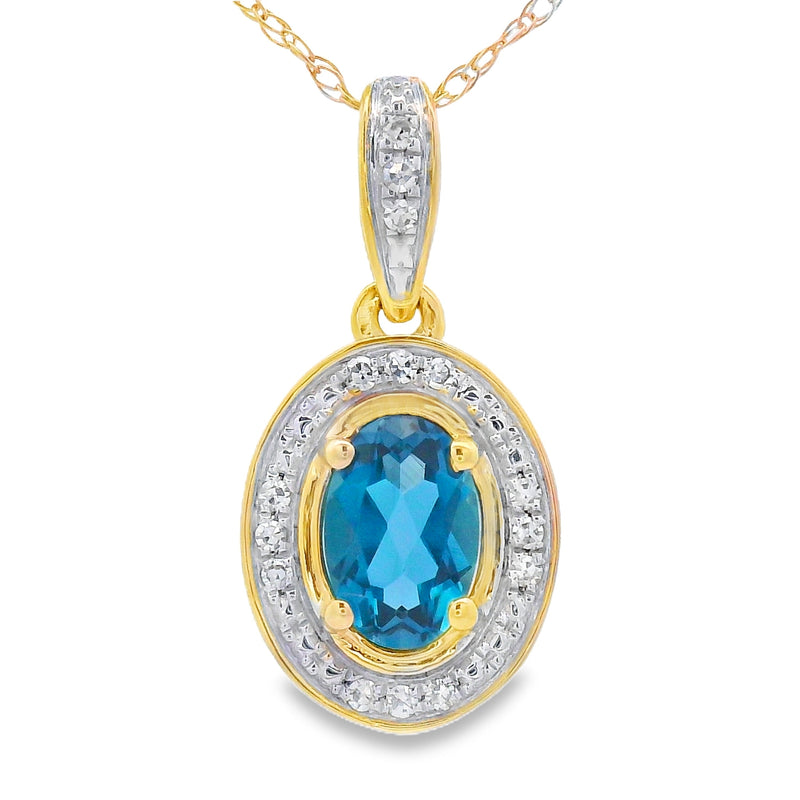 Bids.com London Blue Topaz Fashion Pendants 10KT Yellow Gold Pendants