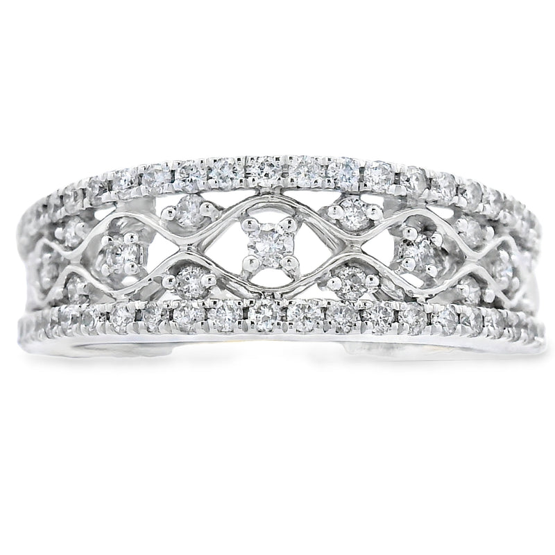 Bids.com .50ct Diamond Fashion band rings 10KT White Gold Rings
