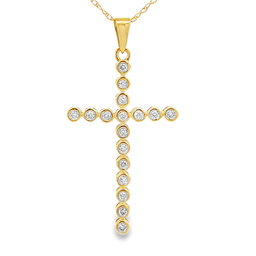 Bids.com .17ct Diamond Cross Religious Pendant 14KT Yellow Gold Pendants