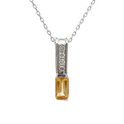 Bids.com .06ct Citrine Diamond Fashion Pendants 10KT White Gold Pendants