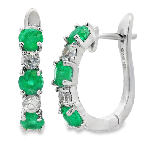 Bids.com 2.12ct Emerald Zircon Dangle Earrings Sterling Silver Earrings
