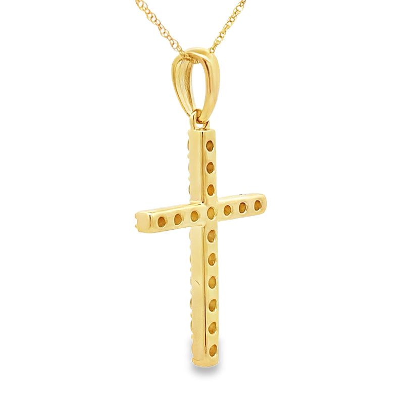 Bids.com .45ct Diamond Cross Religious Pendant 14KT Yellow Gold Pendants
