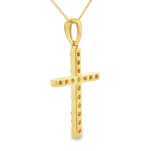 Bids.com .45ct Diamond Cross Religious Pendant 14KT Yellow Gold Pendants