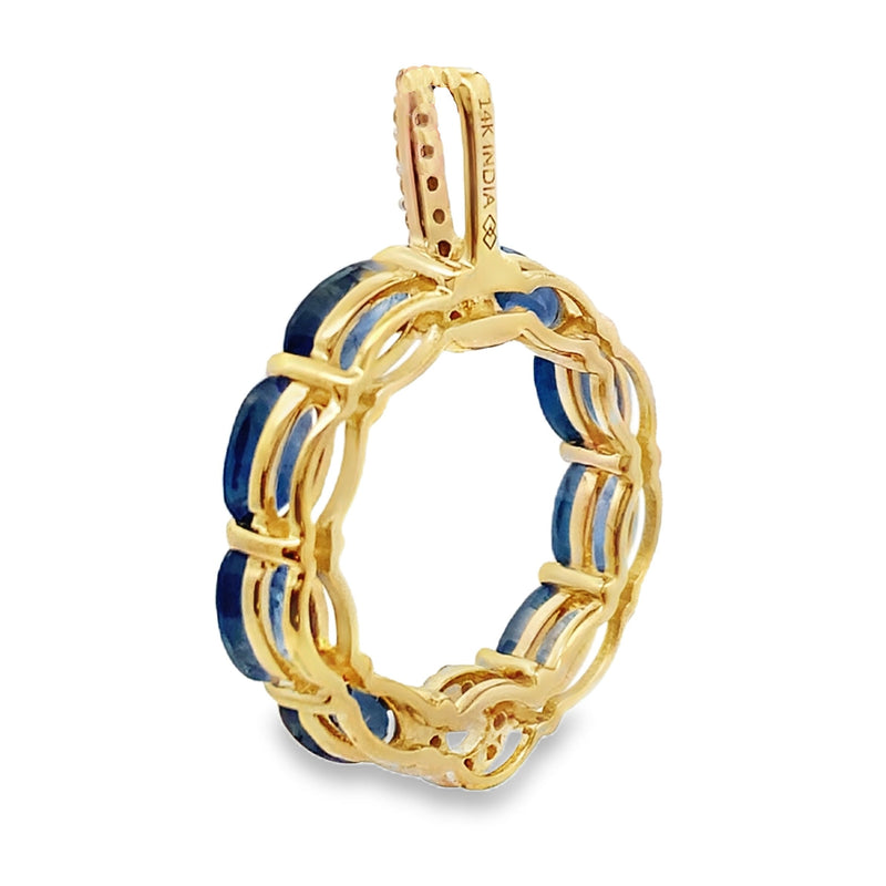 Bids.com Sapphire Diamond Fashion Pendants 14KT Yellow Gold Pendants