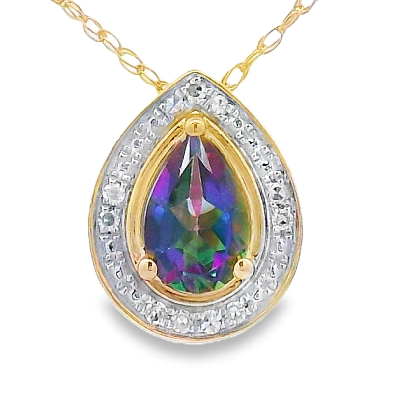 Bids.com Mystic Fire Topaz Fashion Pendants 10KT Yellow Gold Pendants