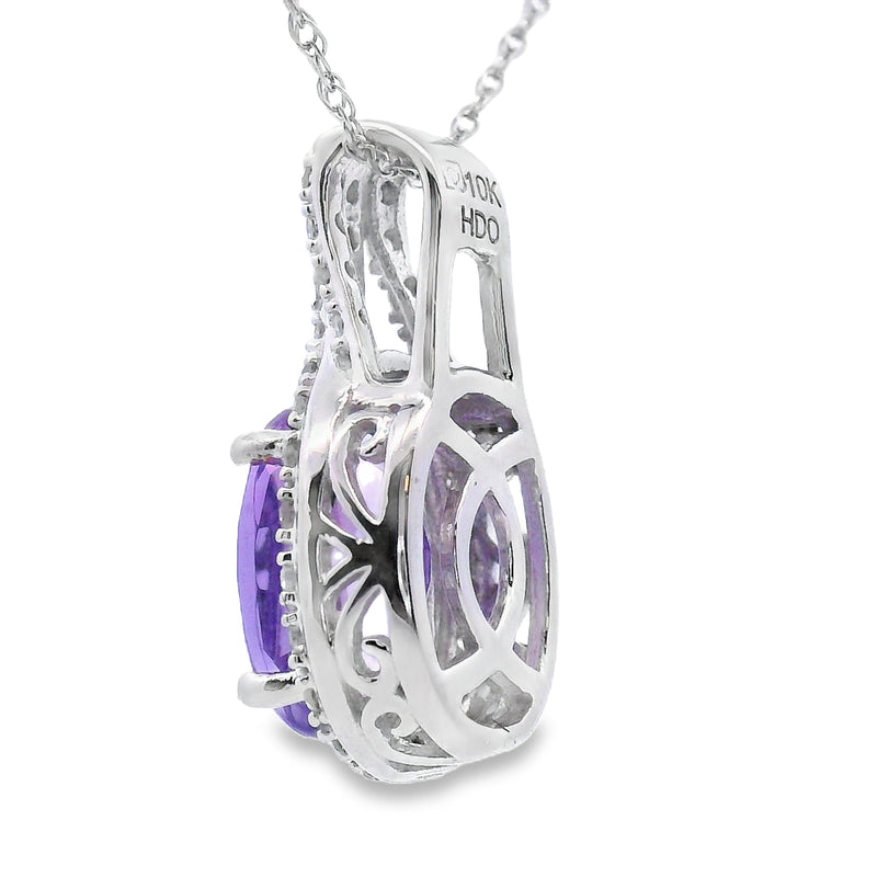 Bids.com Amethyst Diamond Fashion Pendants 10KT White Gold Pendants