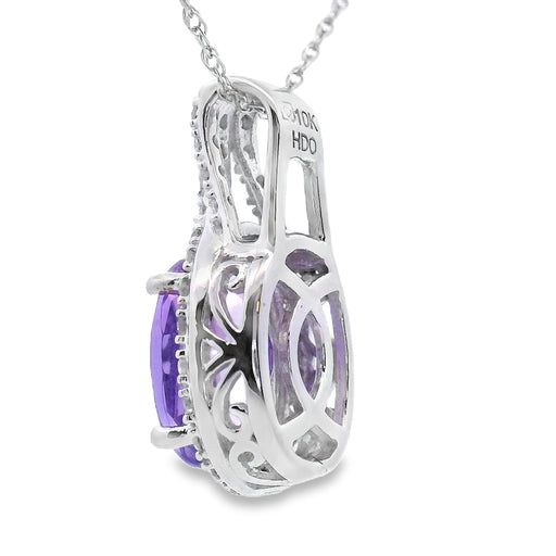 Bids.com Amethyst Diamond Fashion Pendants 10KT White Gold Pendants