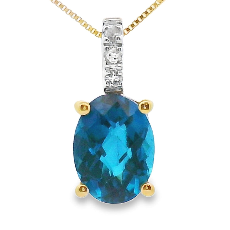 Bids.com London Blue Topaz Fashion Pendants 10KT Yellow Gold Pendants