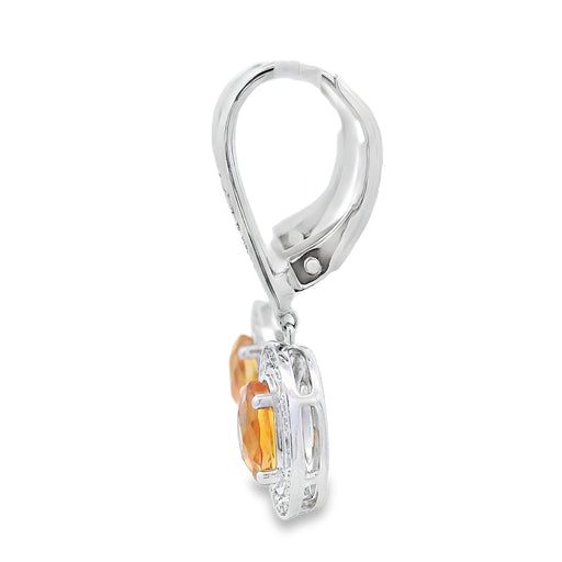 Bids.com 1.04ct Citrine Diamond Dangle Earrings 10KT White Gold Earrings