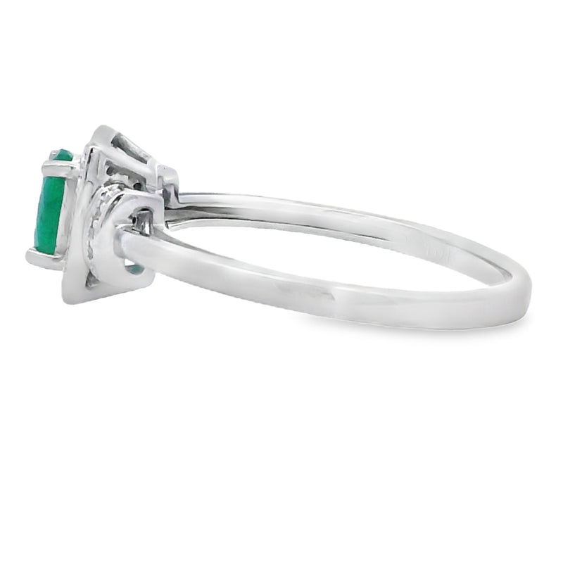 Bids.com .45ct Emerald Diamond Ring 10KT White Gold Rings