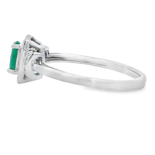 Bids.com .45ct Emerald Diamond Ring 10KT White Gold Rings