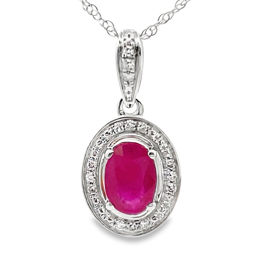 Bids.com .70ct Ruby Diamond Fashion Pendants 10KT White Gold Pendants