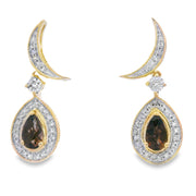 Bids.com .47ct Quartz Diamond Dangle Earrings 10KT Yellow Gold Earrings