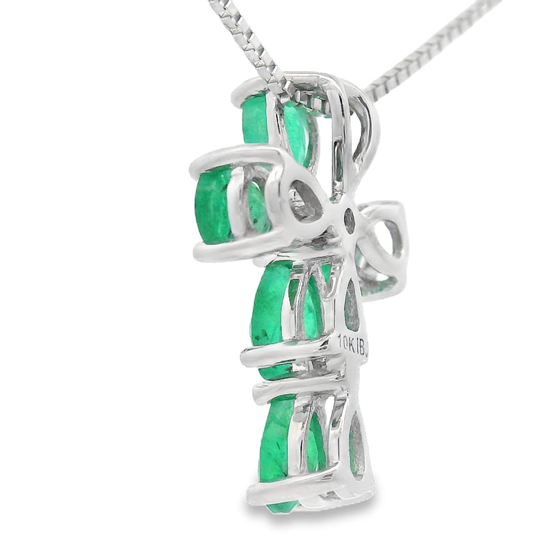 Bids.com Emerald Diamond Cross Religious Pendant 10KT White Gold Pendants