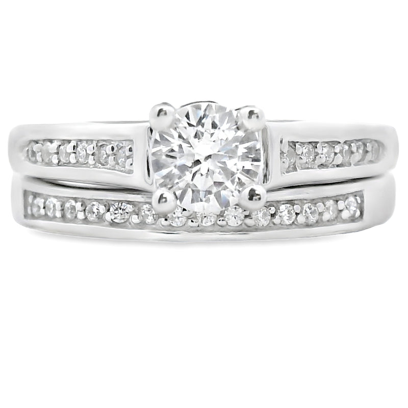 Bids.com Cubic Zirconia CZ SS Bridal Sterling Silver Rings