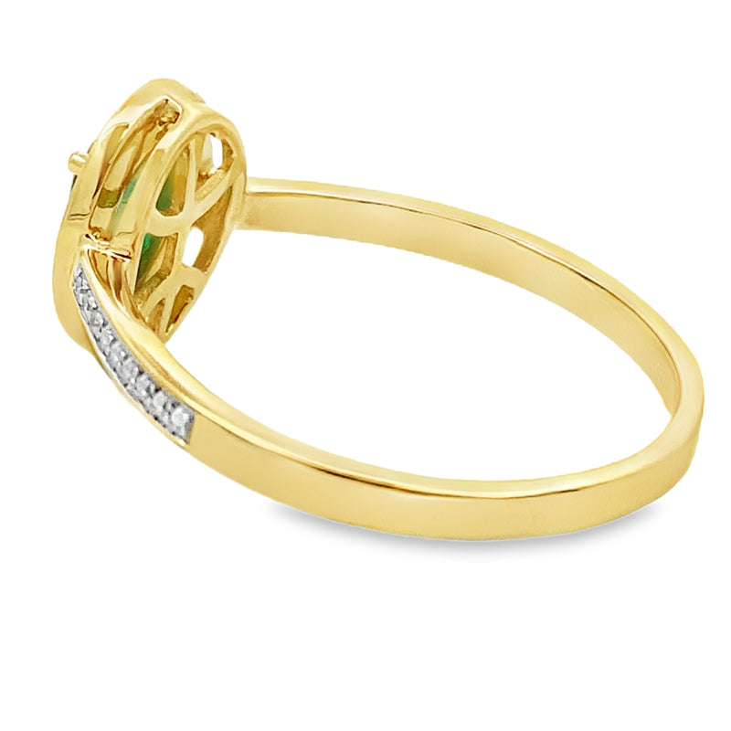 Bids.com .42ct Emerald Diamond Ring 10KT Yellow Gold Rings