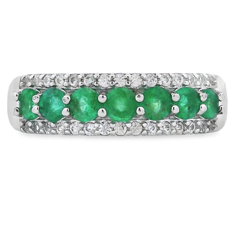 Bids.com White Topaz 3 Stone Ring Sterling Silver Rings