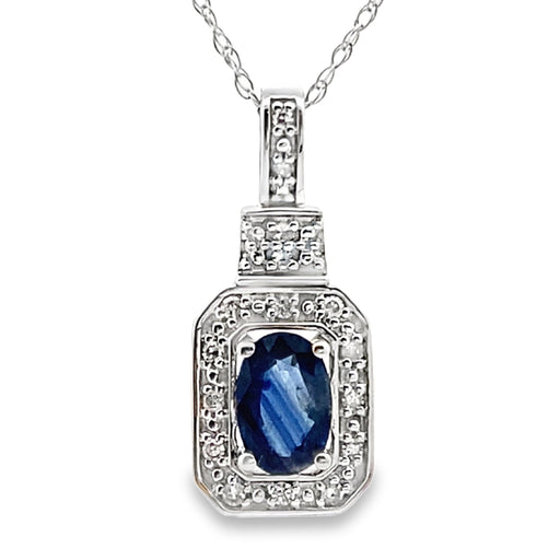 Bids.com .66ct Sapphire Diamond Fashion Pendants 10KT White Gold Pendants