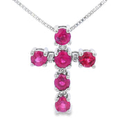 Bids.com Ruby Diamond Cross Religious Pendant 10KT White Gold Pendants