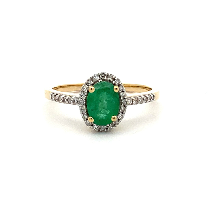 Bids.com .74ct Emerald Diamond Ring 14KT Yellow Gold Rings