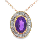 Bids.com Amethyst Diamond Fashion Pendants 10KT Yellow Gold Pendants