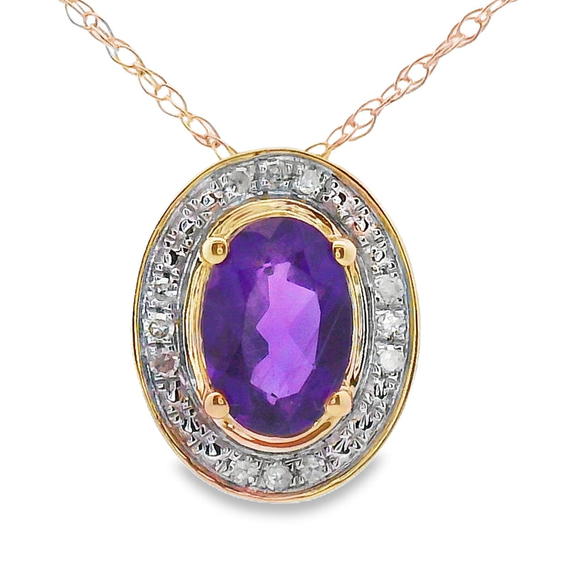 Bids.com Amethyst Diamond Fashion Pendants 10KT Yellow Gold Pendants