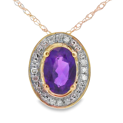 Bids.com Amethyst Diamond Fashion Pendants 10KT Yellow Gold Pendants White Smoke 18