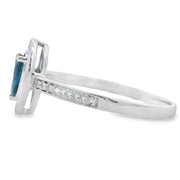 Bids.com .54ct Sapphire Diamond Ring 10KT White Gold Rings