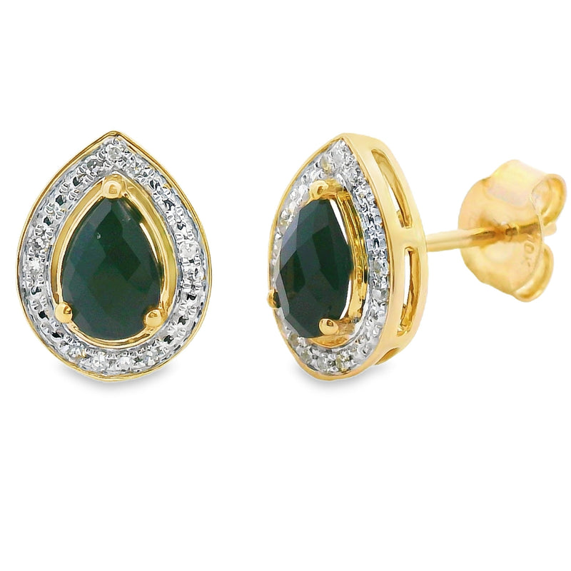 Bids.com .96ct Onyx Diamond Dangle Earrings 10KT Yellow Gold Earrings