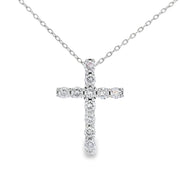 Bids.com .35ct Diamond Cross Religious Pendant 14KT White Gold Pendants