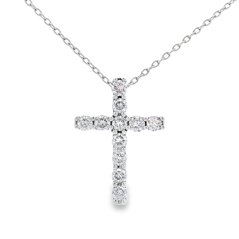 Bids.com .35ct Diamond Cross Religious Pendant 14KT White Gold Pendants