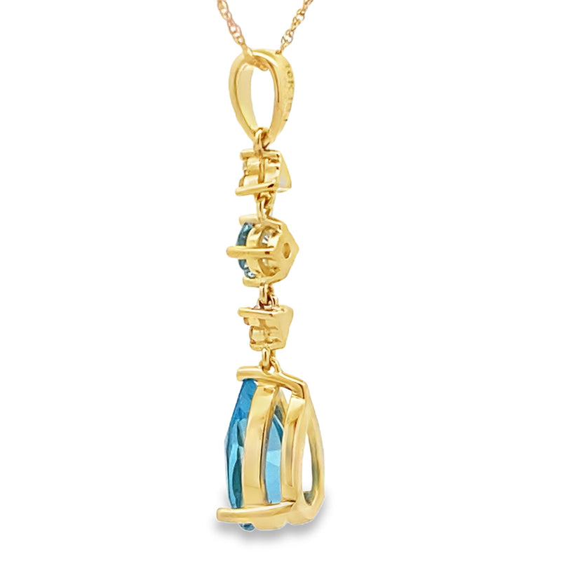 Bids.com Blue Topaz Diamond Fashion Pendants 10KT Yellow Gold Pendants