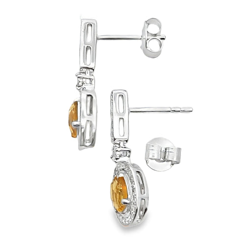 Bids.com 1.06ct Citrine Diamond Dangle Earrings 10KT White Gold Earrings