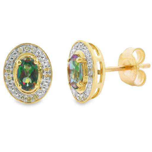 Bids.com Mystic Fire Topaz Diamond Earrings 10KT Yellow Gold Earrings