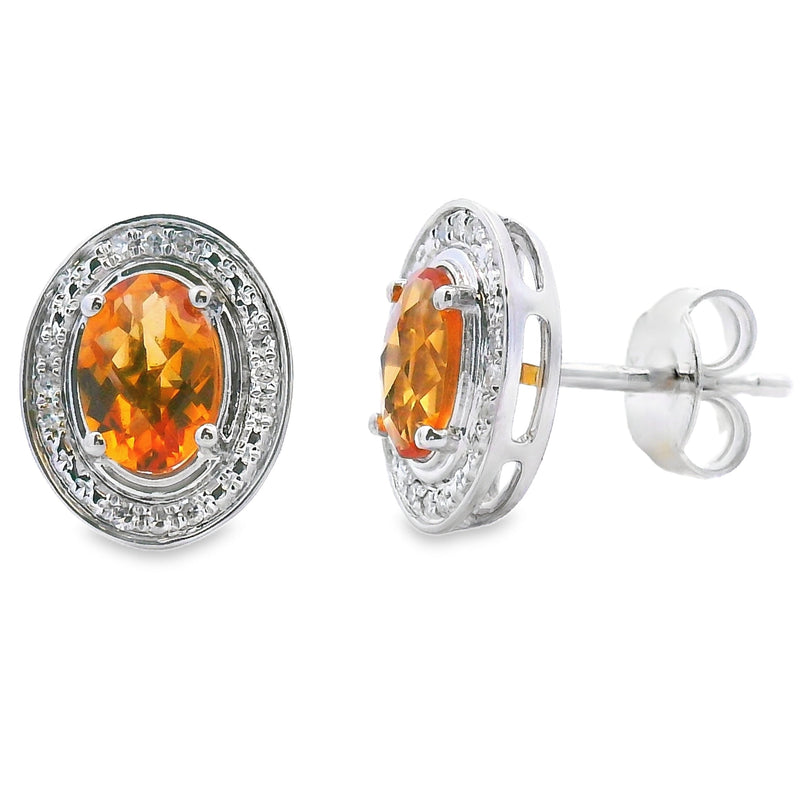 Bids.com .91ct Citrine Diamond Earrings 10KT White Gold Earrings