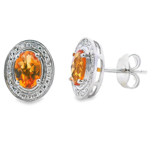 Bids.com .91ct Citrine Diamond Earrings 10KT White Gold Earrings