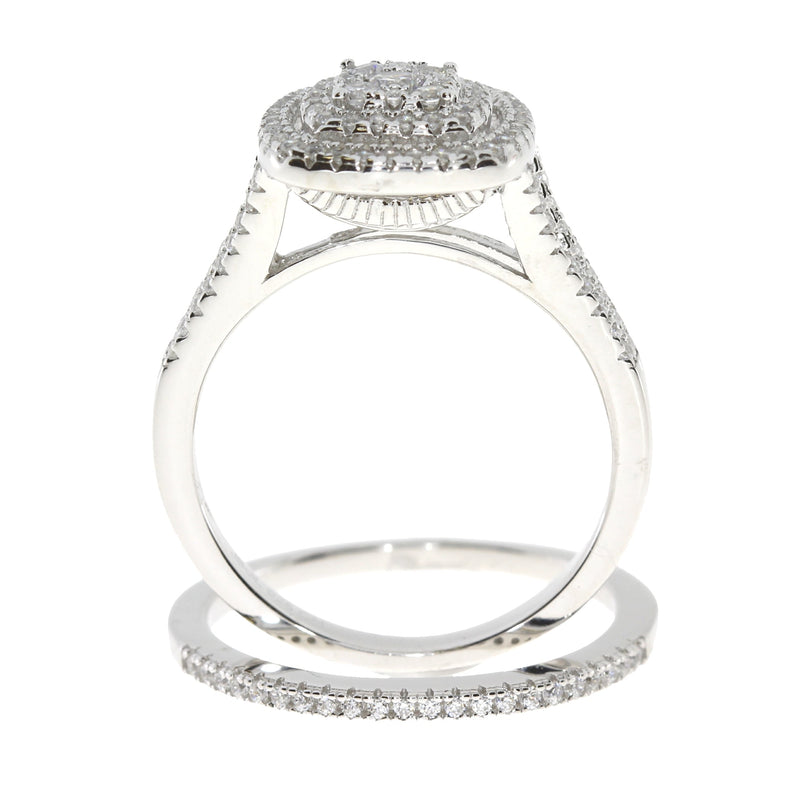 Bids.com Cubic Zirconium CZ SS Bridal Sterling Silver Rings
