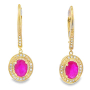 Bids.com 1.28ct Ruby Diamond Dangle Earrings 10KT Yellow Gold Earrings