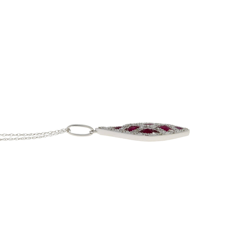 Bids.com .58ct Ruby Diamond Fashion Pendants 14KT White Gold Pendants